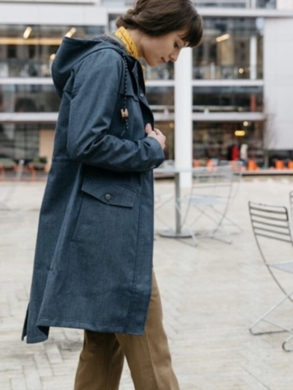 BRIDGE & BURN Hooded Cedar Denim Utility Jacket Blue Medium